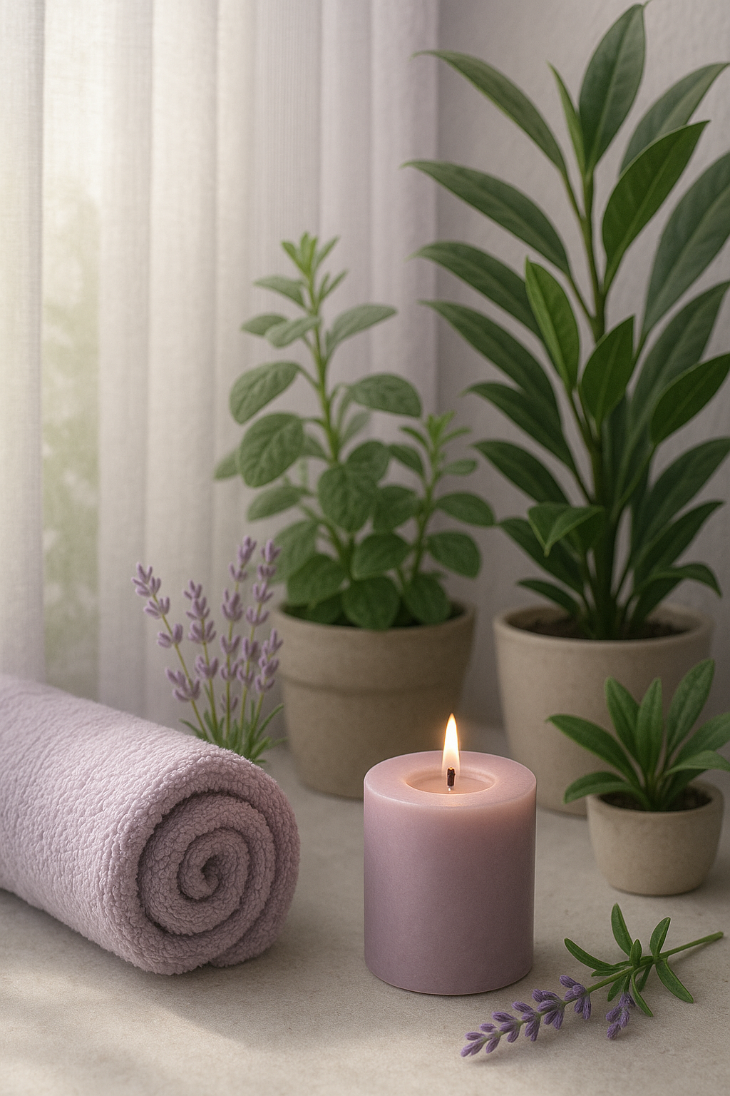 Magna Vita candle and spa setup