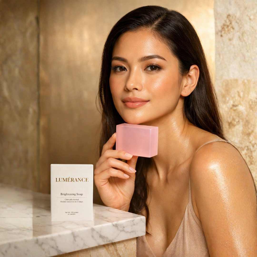 Woman holding Lumérance Brightening Radiance Bar